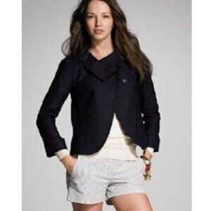 J. CREW Linen Cotton Blend Ottoman Aubrey Blazer Jacket Navy Sz 4